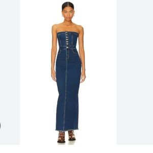 Superdown Natalia Maxi Dress Womens Small Stretch Denim